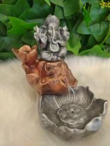 Incensário Efeito Cascata Flor de Lótus Ganesha Backflow Vareta Bronze Cobre