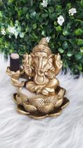 Incensário Efeito Cascata Flor de Lótus Ganesha Cone Backflow Decorativo
