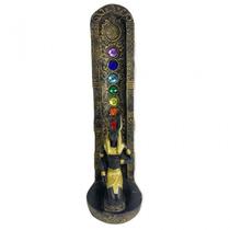 Incensário Egípcio Dourado 7 Chakras Anúbis Ajoelhado 22 Cm - Bialluz Presentes