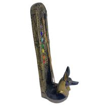 Incensario egipcio dourado 7 chakras Busto Anubis 47174 vertical 22 cm em resina Incensario egipcio dourado 7 chakras Busto Anubis 47174 vertical 22 cm em resina