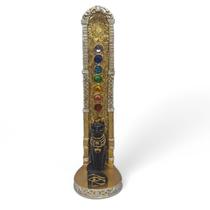 Incensário Egípcio Prata Gato Vareta 7 Chakras 16 cm