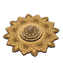 Incensário Flor de Lotus Mandala Indiano 13 cm em Madeira Incensário Flor de Lotus Mandala Indiano 13 cm em Madeira
