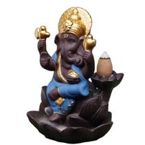 Incensário Ganesha Indiano Azul Cascata +10 Incensos - Cultura Zen