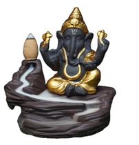 Incensário Ganesha Indiano Cascata em Cerâmica +10 Incensos - Cultura Zen