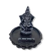Incensário Ganesha Preto Meditando Na Flor Lotus 8 Cm Em