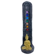 Incensário Indiano Cinza 7 Chakras Buda Dourado Vert 22 Cm