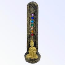 Incensário Indiano Dourado 7 Chakras Buda Dou Vertical 22 cm