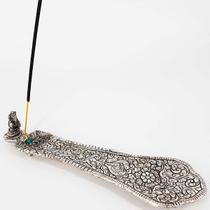 Incensário Indiano Metal Canoa Prata Ganesha Sabedoria