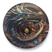 Incensário Metal Vareta Dragão Azul e Dourado Íman 11 cm
