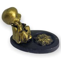 Incensário Mini Oval Buda menino dourado 5 cm em resina 47-227 Incensário Mini Oval Buda menino dourado 5 cm em resina 47-227