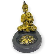 Incensário Mini Oval Buda mini dourado 5 cm em resina