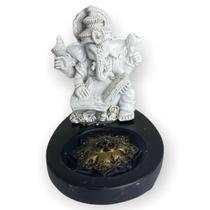 Incensário Mini Oval Ganesh Livro branco e preto 5 cm resina Incensário Mini Oval Ganesh Livro branco e preto 5 cm resina