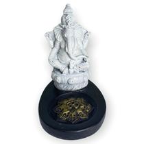 Incensário Mini Oval Ganesha branco e preto 5 cm em resina Incensário Mini Oval Ganesha branco e preto 5 cm em resina