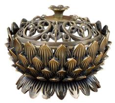 Incensário Oriental Flor De Lótus Em Metal Turíbulo Sacro Defumador Incensário Oriental Flor De Lótus Em Metal Turíbulo Sacro Defumador