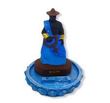 Incensario oxossi em resina 3 varetas cor azul