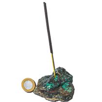 Incensário Pedra Malaquita na Matriz Bruto Natural Garimpo Furado - Varejo