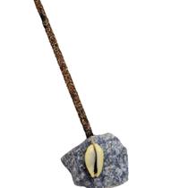 Incensário Pedra Quartzo Azul Búzios Iemanjá + Incenso