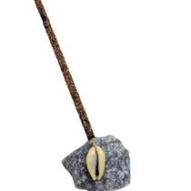 Incensário Pedra Quartzo Azul com Búzios + Incenso Presente