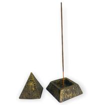 Incensário Pirâmide Dourada Envelhecida 8 cm em Resina