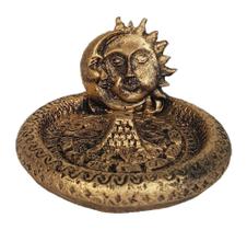 Incensário Porta Incenso Pratinho Miniatura Sol E Lua - Decore Casa