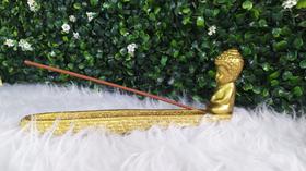 Incensário Porta Incenso Vareta Buda Dourado Glitter Decoração