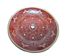 Incensário Porta Incenso Vidro Redondo Mandala Vermelho - Cultura Zen
