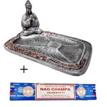 Incensário Pratinho Buda + Incenso Massala Nag Champa Satya