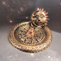 Incensário Pratinho Miniatura Sol E Lua DOURADO