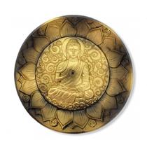 Incensário Prato Buda Dourado Com Preto 12 Cm Em Resina