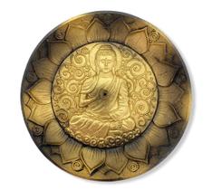 Incensario prato buda dourado com preto Incensario prato buda dourado com preto