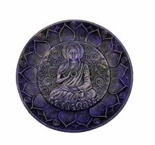Incensário prato Buda meditando 12 cm resina lilás Incensário prato Buda meditando 12 cm resina lilás