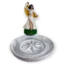 Incensario prato cigana branca 12 cm em resina