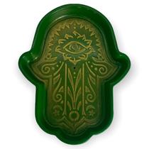 Incensário prato Mão Hamsa verde 15 cm em resina Incensário prato Mão Hamsa verde 15 cm em resina