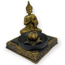 Incensário Quadrado Buda Mini Dourado 8 Cm Em Resina 47-183