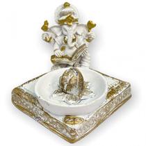 Incensário Quadrado Ganesh Sabedoria Branco 6,50 cm Resina Incensário Quadrado Ganesh Sabedoria Branco 6,50 cm Resina