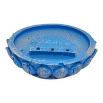Incensário Redondo 8 cm 3 Varetas Universal Azul Claro Resina