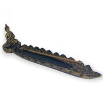 Incensário Régua Buda Tibetano Rezando Dourado 28 Cm