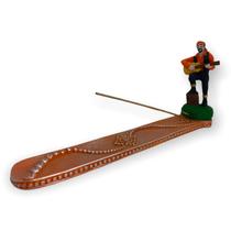 Incensario regua Cigano laranja 24 cm em resina