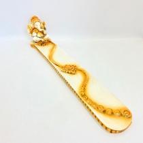 Incensário régua Ganesh beje patinado 26cm resina 47439