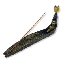 Incensário régua Isis 13x26 cm preto e dourado em resina