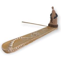 Incensário régua Obaluaê palha 24 cm em resina