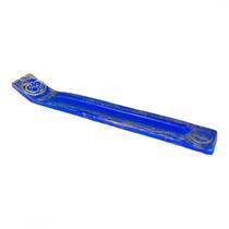 Incensário Régua OM Azul Patinado em Resina 24cm
