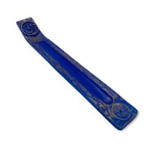 Incensário régua OM patinado 24 cm resina Azul Incensário régua OM patinado 24 cm resina Azul