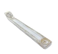 Incensário régua OM patinado 24 cm resina Branco Incensário régua OM patinado 24 cm resina Branco