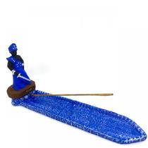 Incensário Régua Orixá Ogum Azul em Resina 24 cm