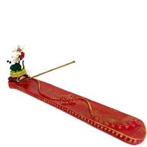Incensário régua São Jorge vermelho 24 cm resina