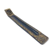 Incensario régua símbolo do Om dourado patinado 24 cm resina 47512