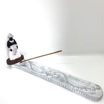 Incensário régua Xangô Ayrá branco 24 cm resina Incensário régua Xangô Ayrá branco 24 cm resina