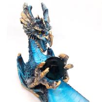 Incensário Vareta Dragão Azul Celestial Bola de Cristal 33cm