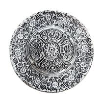 Incensário Vareta Floral Rústico Detalhado Prata Redondo 9cm